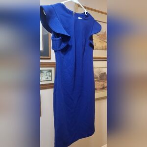 NWT Calvin Klein Royal Blue Ruffle Sleeve Dress